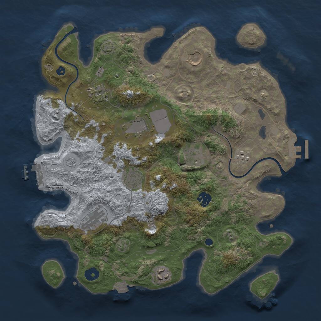 Rust Map: Procedural Map, Size: 3500, Seed: 1047242437, 15 Monuments