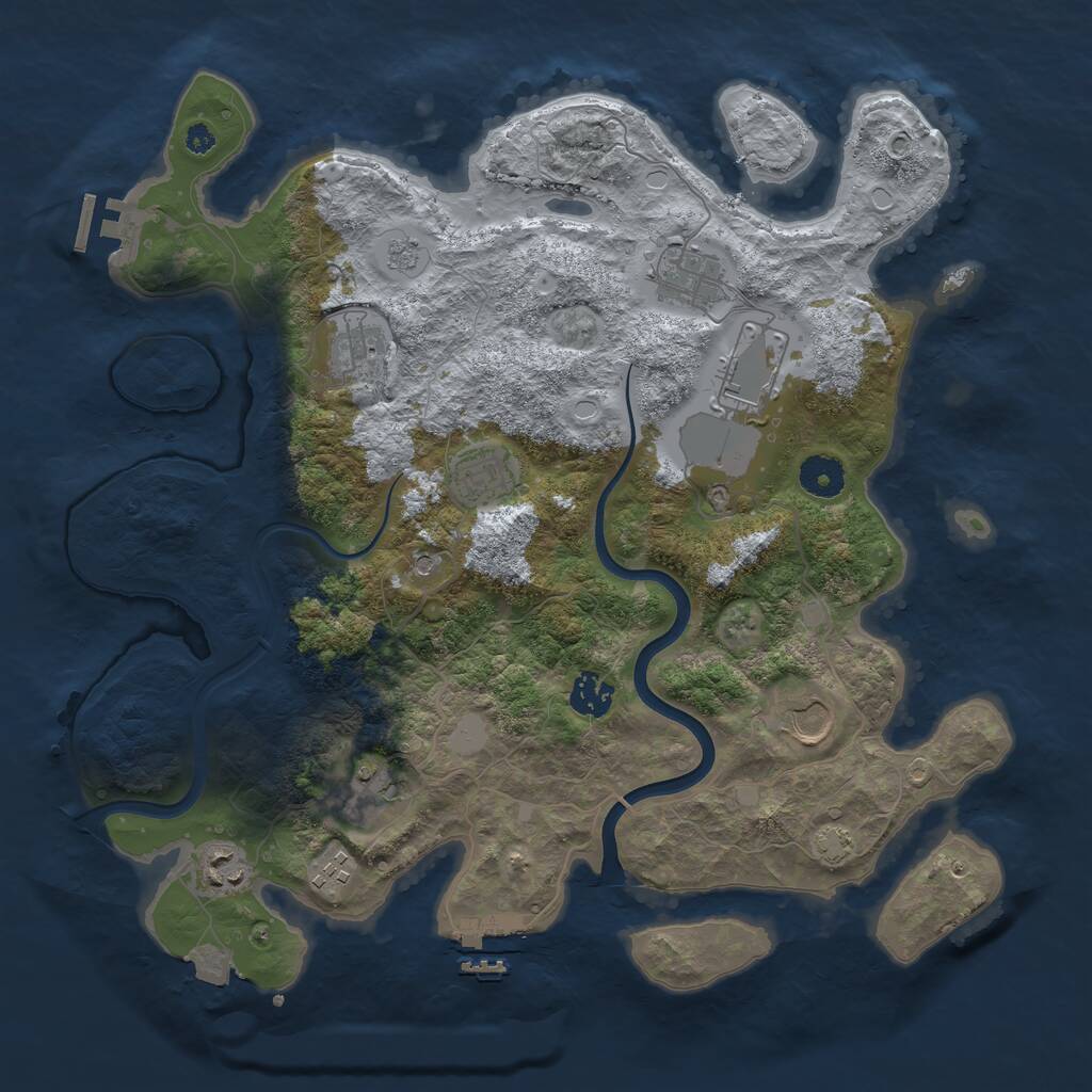 Rust Map: Procedural Map, Size: 3750, Seed: 1469178110, 15 Monuments