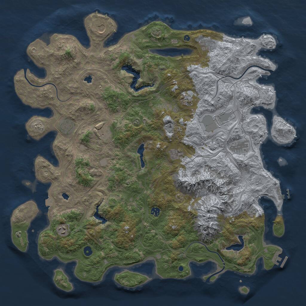 Rust Map: Procedural Map, Size: 5000, Seed: 825639913, 17 Monuments