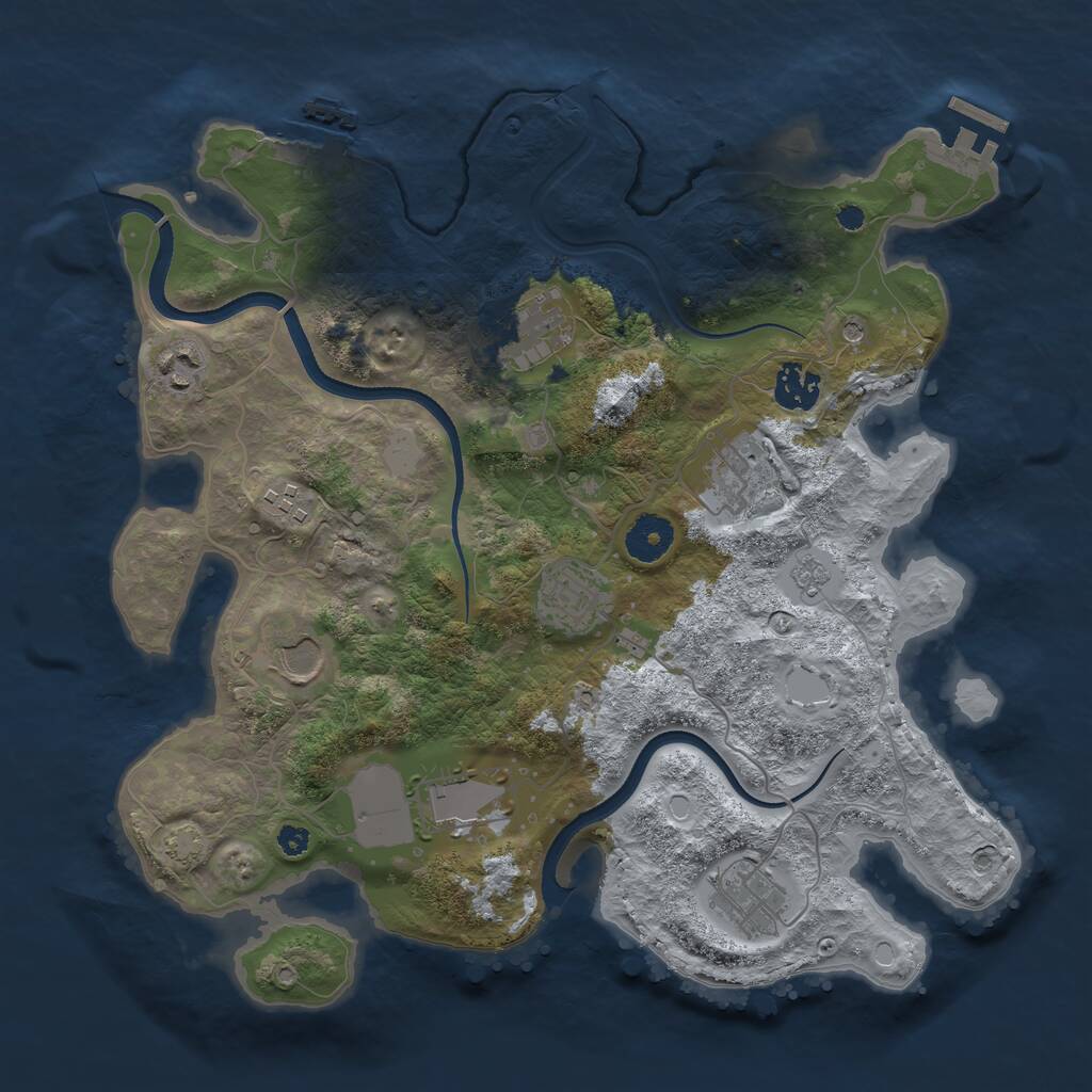Rust Map: Procedural Map, Size: 3500, Seed: 1997346944, 15 Monuments