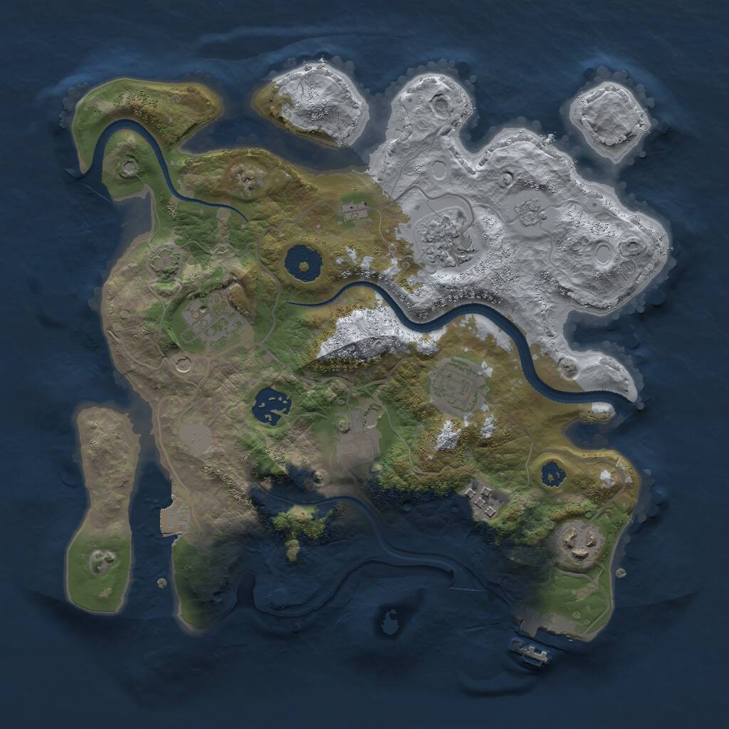 Rust Map: Procedural Map, Size: 3000, Seed: 1226475540, 12 Monuments