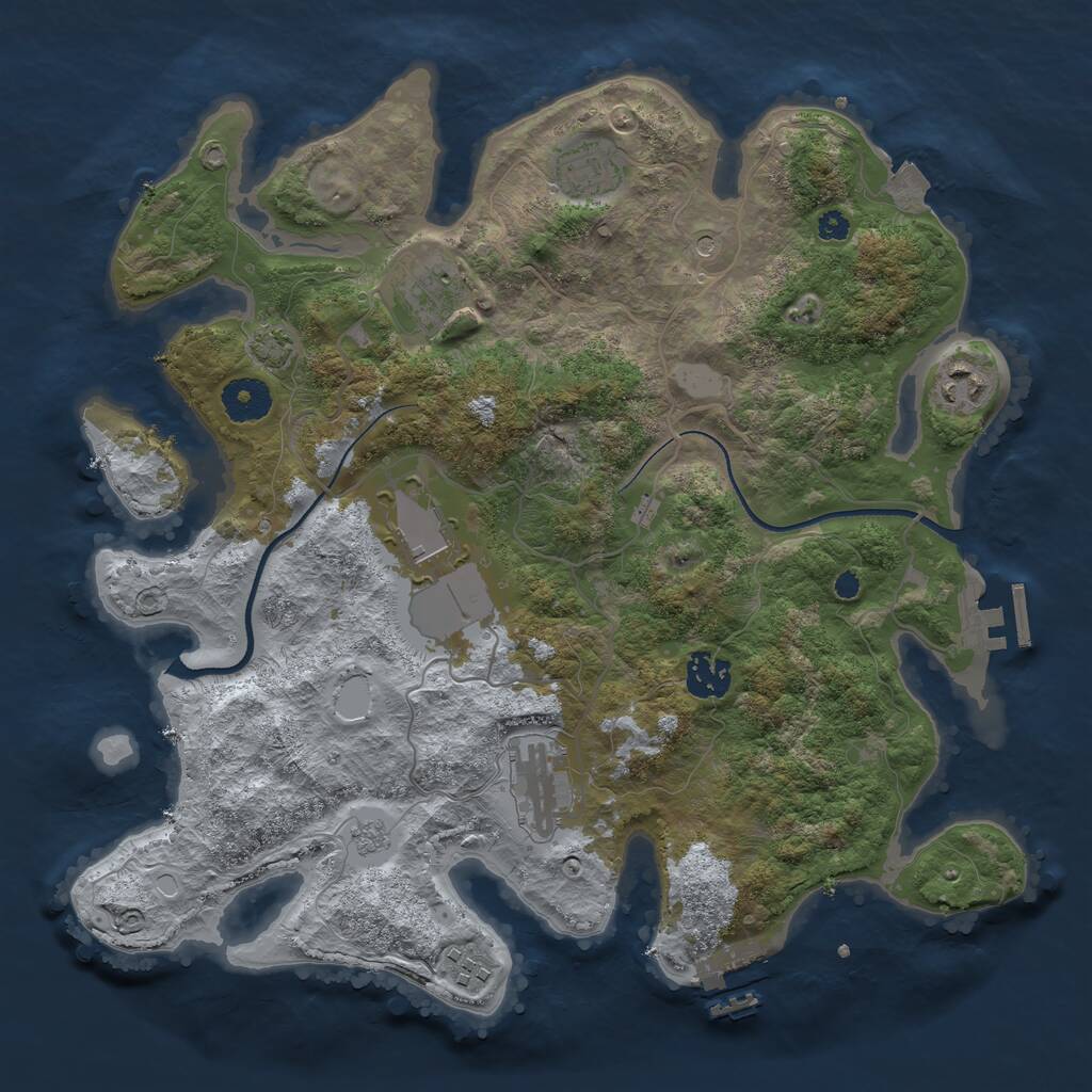 Rust Map: Procedural Map, Size: 3500, Seed: 2103334263, 13 Monuments