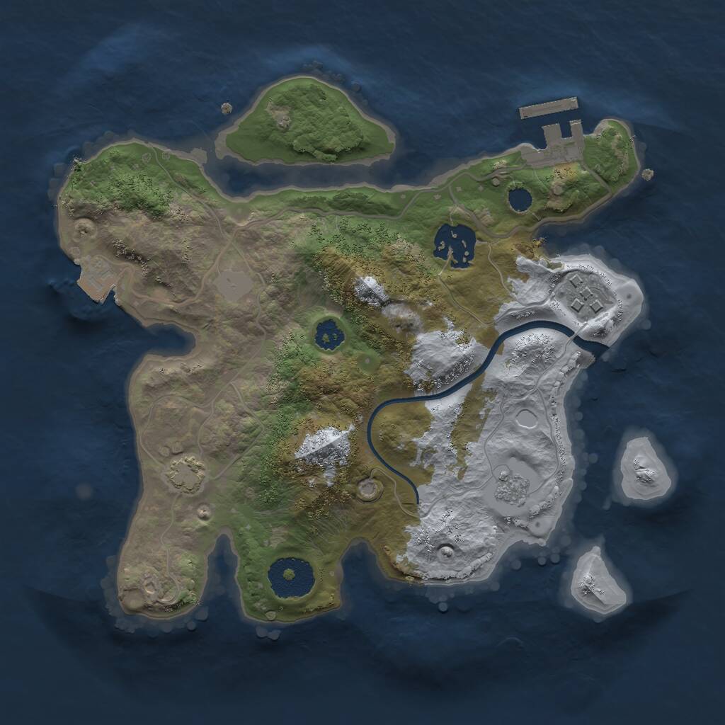 Rust Map: Procedural Map, Size: 2500, Seed: 758906676, 6 Monuments