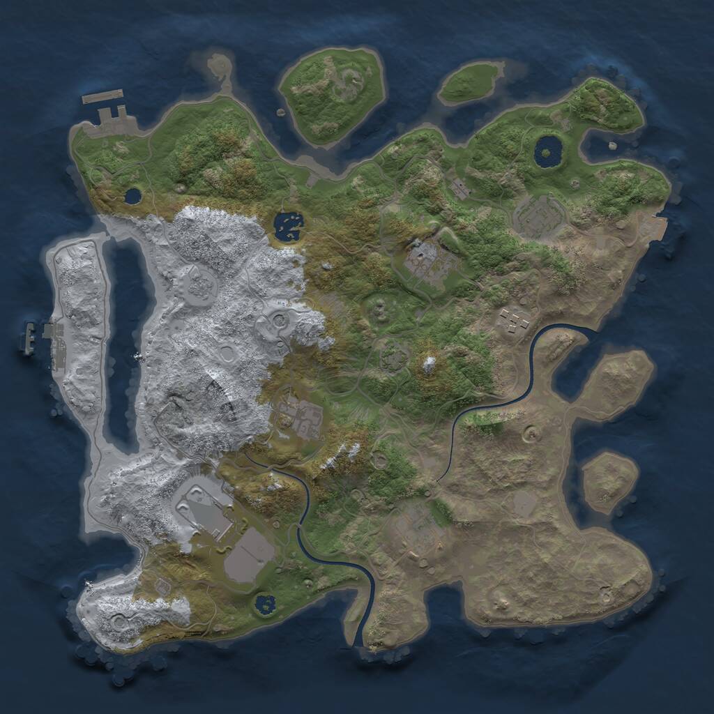 Rust Map: Procedural Map, Size: 3500, Seed: 1026166934, 13 Monuments