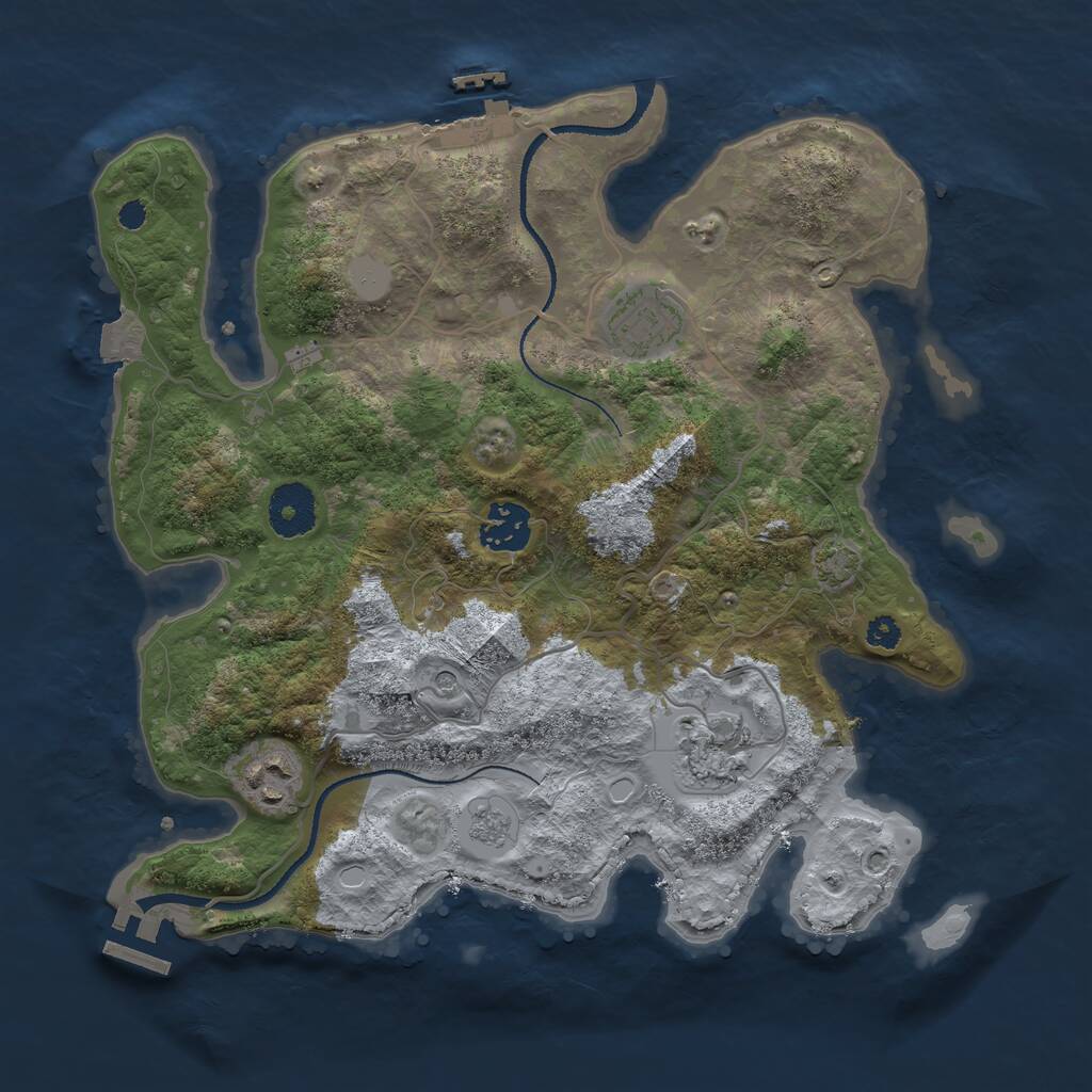 Rust Map: Procedural Map, Size: 3200, Seed: 93185, 10 Monuments
