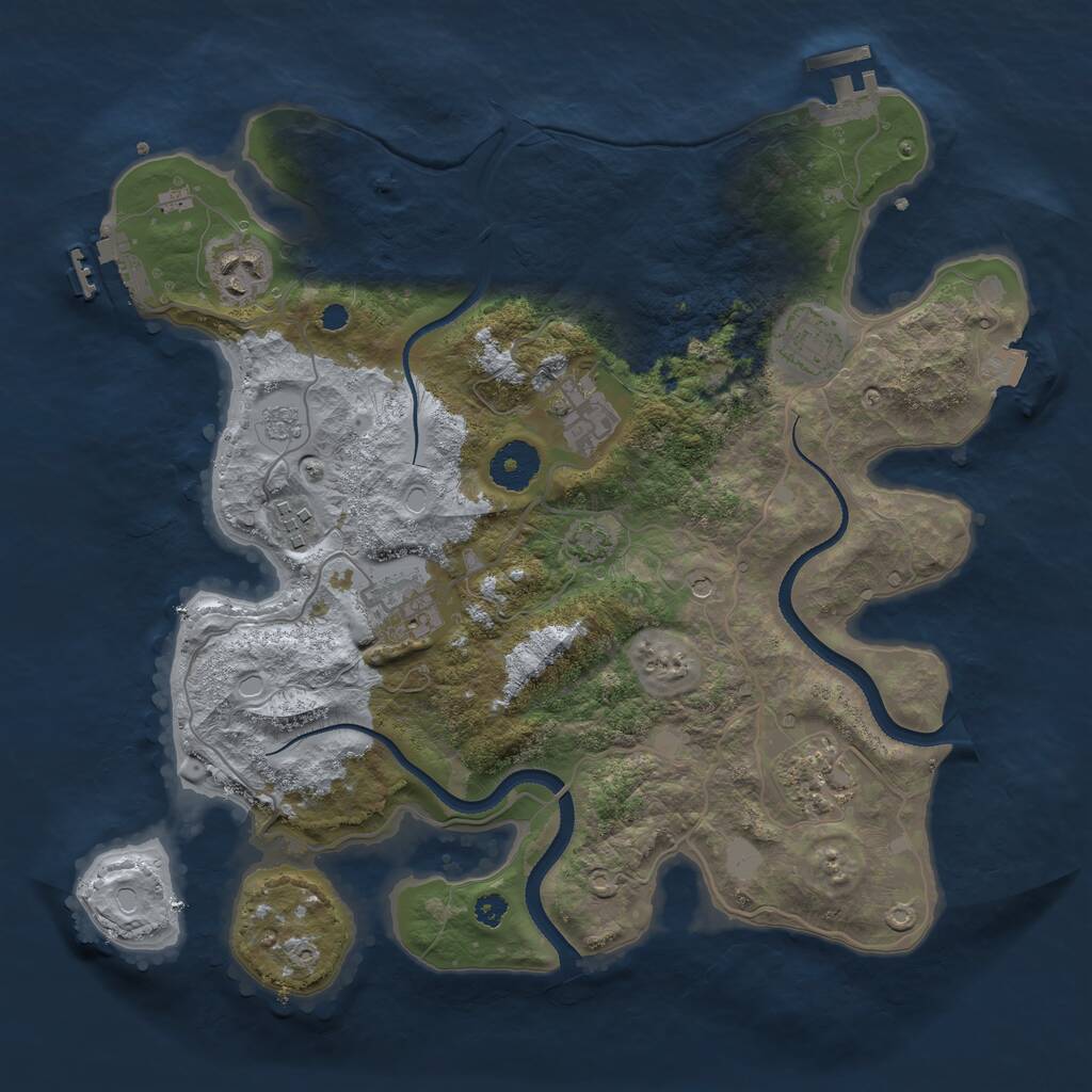 Rust Map: Procedural Map, Size: 3368, Seed: 545354545, 12 Monuments