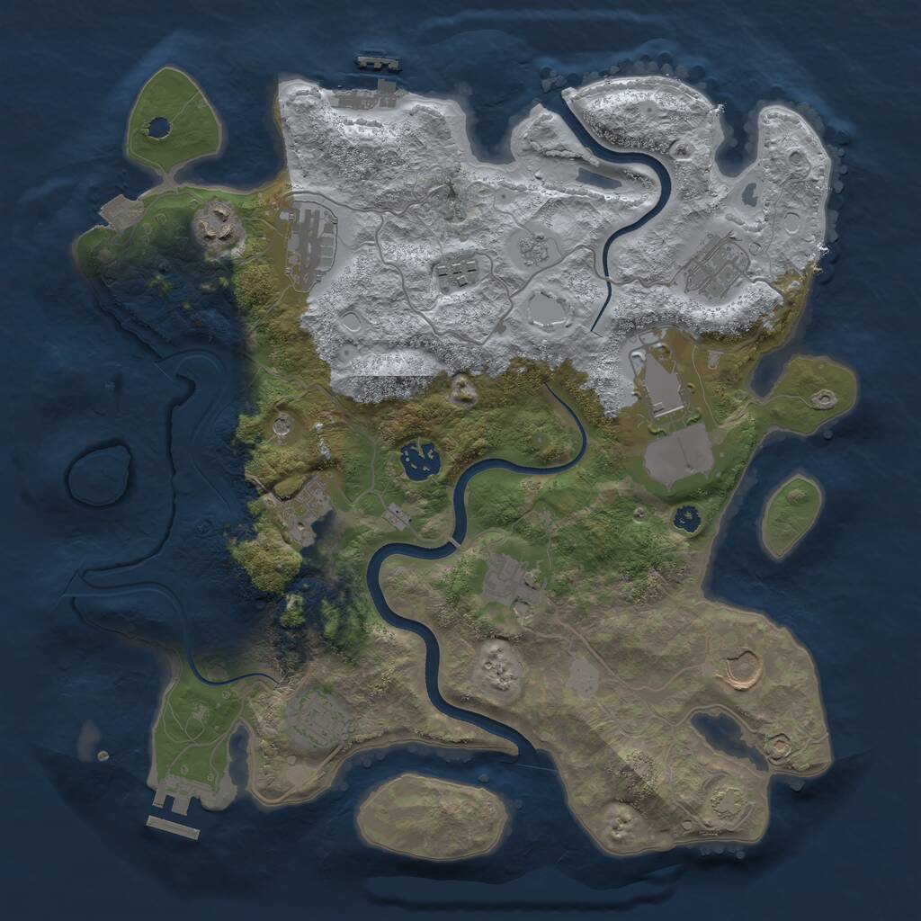 Rust Map: Procedural Map, Size: 3500, Seed: 18196, 16 Monuments