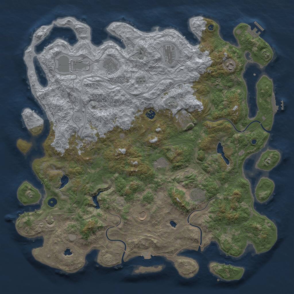 Rust Map: Procedural Map, Size: 4900, Seed: 648252, 17 Monuments