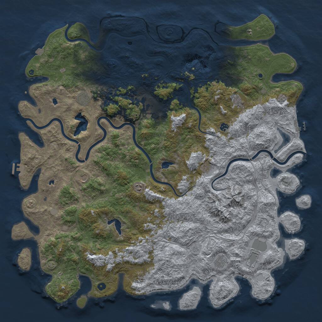 Rust Map: Procedural Map, Size: 6000, Seed: 229599128, 17 Monuments