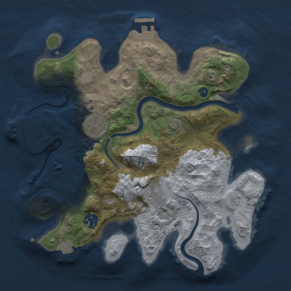 Rust Map: Procedural Map, Size: 3000, Seed: 1856991874, 9 Monuments