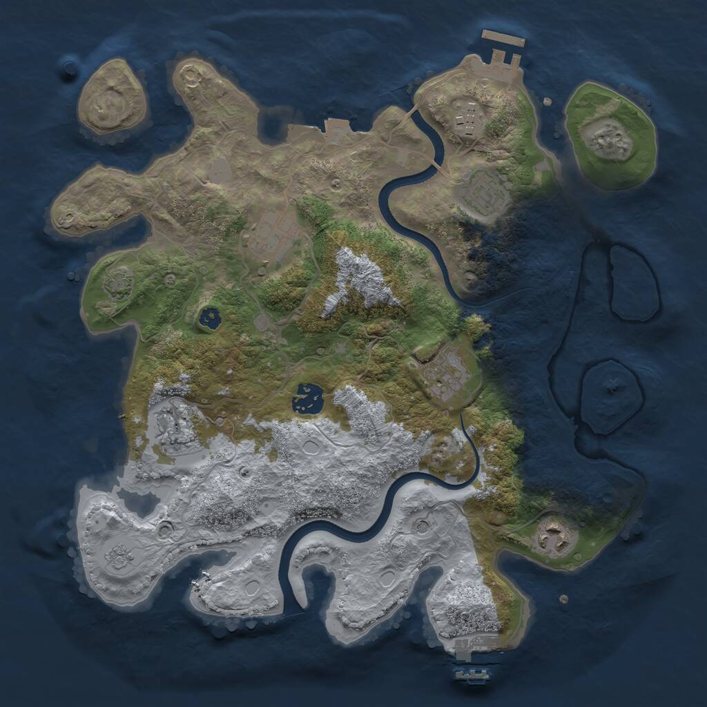 Rust Map: Procedural Map, Size: 3300, Seed: 1236351254, 13 Monuments