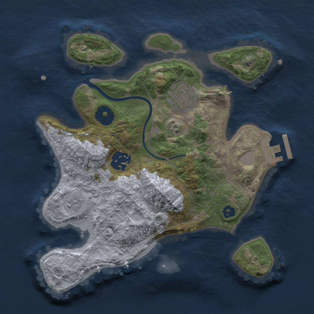 Rust Map: Procedural Map, Size: 2500, Seed: 45715, 5 Monuments