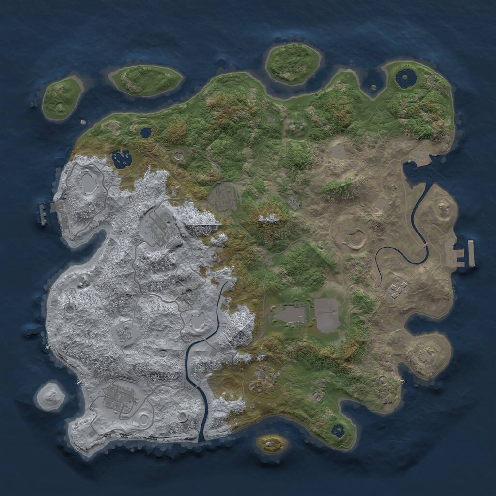 Rust Map: Procedural Map, Size: 3750, Seed: 121, 14 Monuments