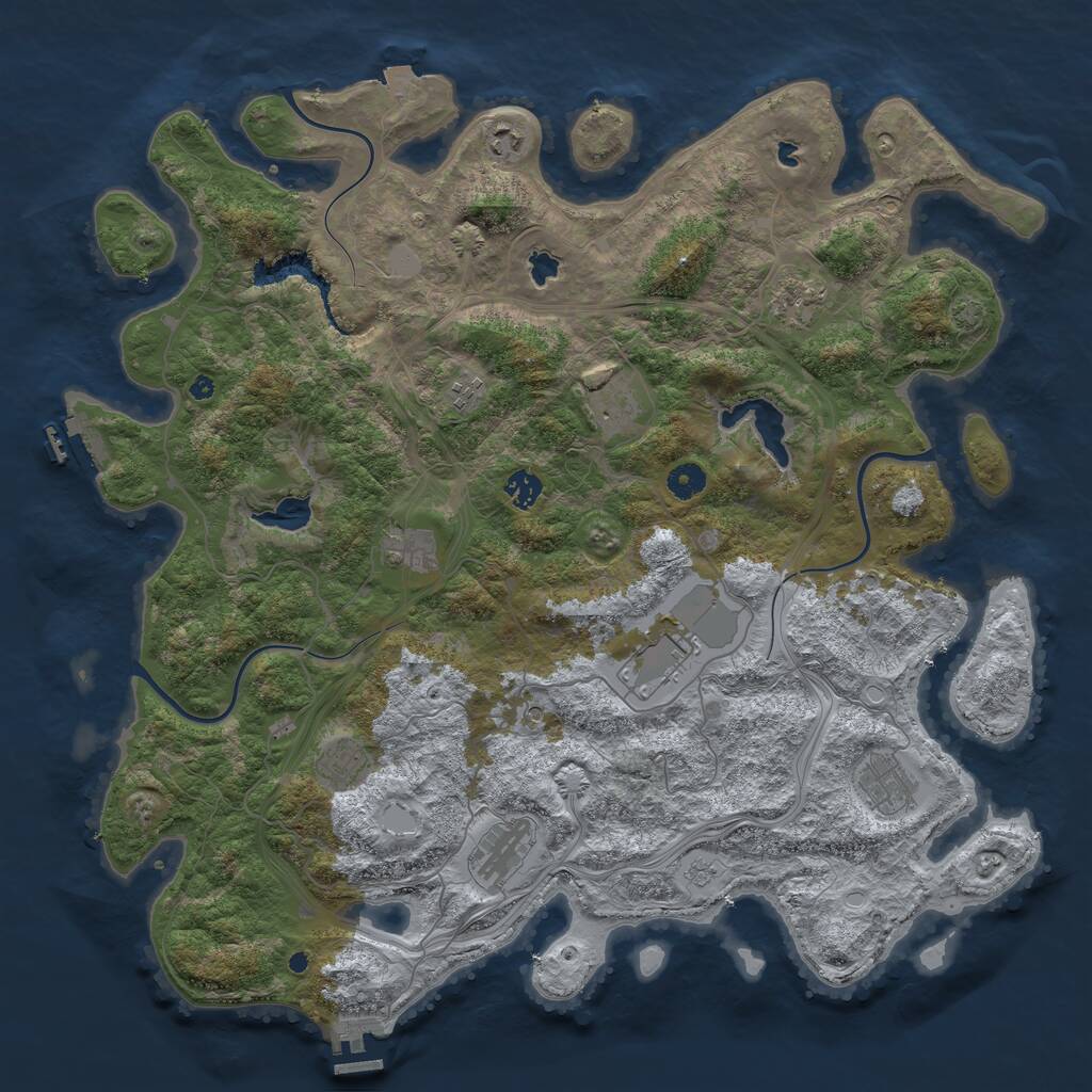 Rust Map: Procedural Map, Size: 4500, Seed: 660820791, 16 Monuments