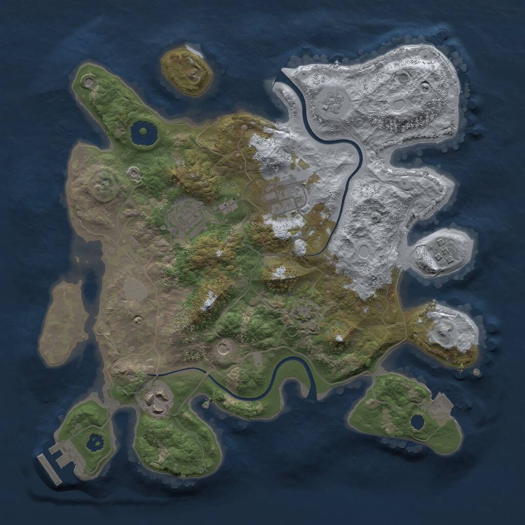 Rust Map: Procedural Map, Size: 3000, Seed: 131007209, 9 Monuments