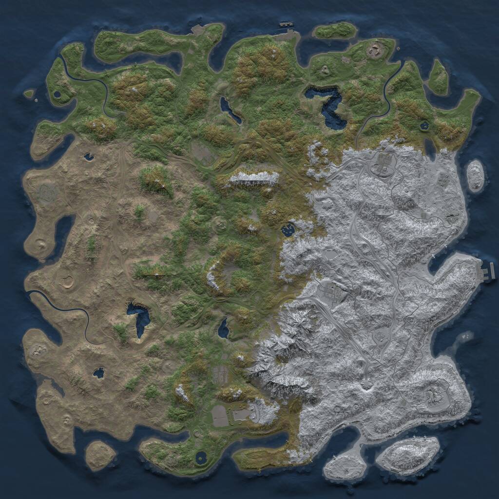 Rust Map: Procedural Map, Size: 6000, Seed: 5639102, 17 Monuments