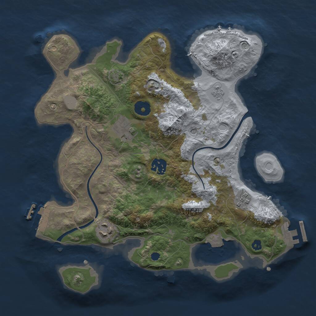Rust Map: Procedural Map, Size: 3000, Seed: 518794681, 10 Monuments