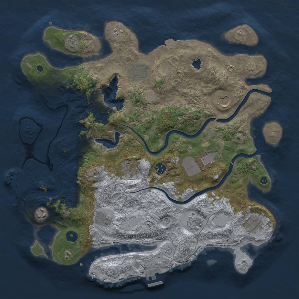 Rust Map: Procedural Map, Size: 4000, Seed: 1439044191, 16 Monuments