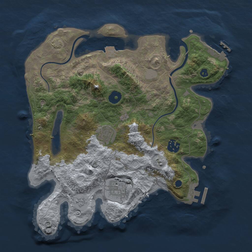 Rust Map: Procedural Map, Size: 3000, Seed: 1208816431, 8 Monuments