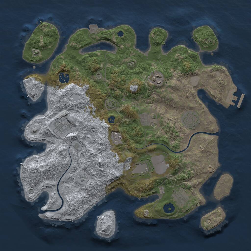 Rust Map: Procedural Map, Size: 3500, Seed: 1269522, 13 Monuments