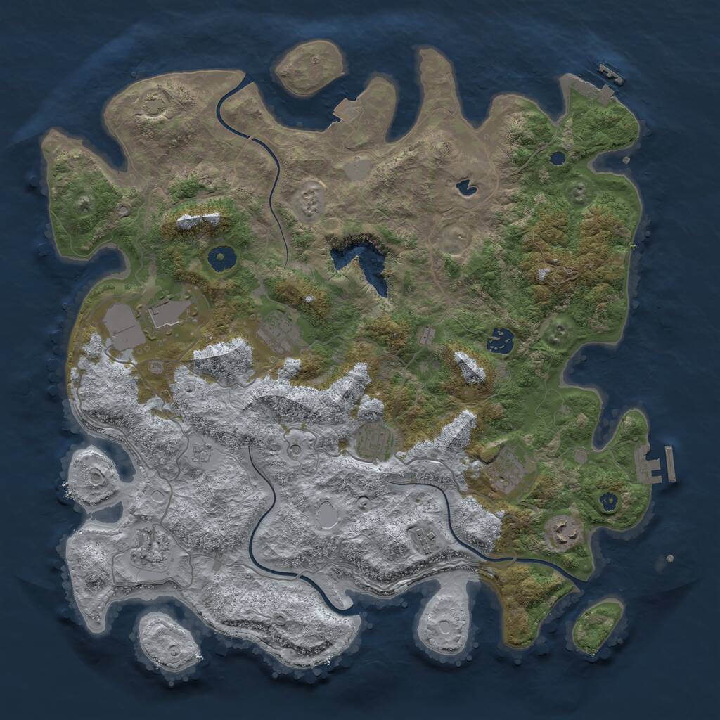 Rust Map: Procedural Map, Size: 4050, Seed: 2124455789, 14 Monuments