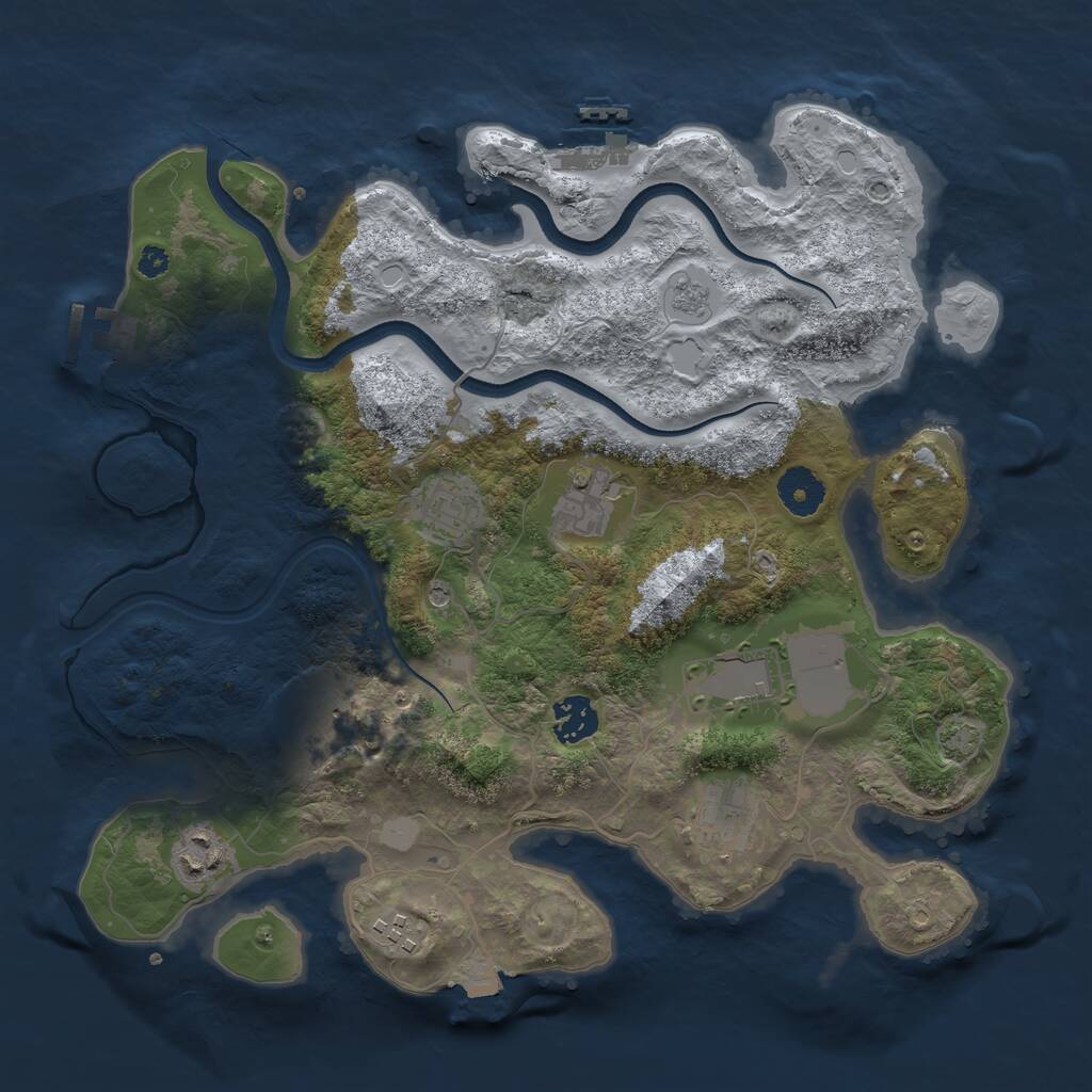 Rust Map: Procedural Map, Size: 3500, Seed: 1319615127, 14 Monuments