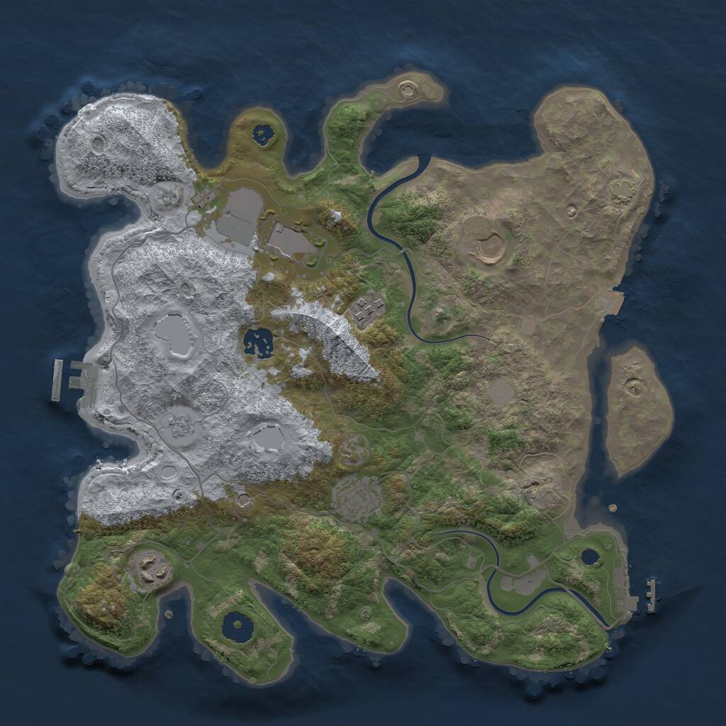 Rust Map: Procedural Map, Size: 3500, Seed: 2093528115, 12 Monuments