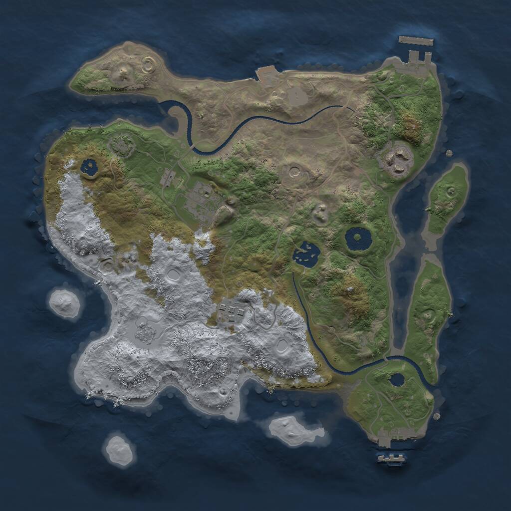Rust Map: Procedural Map, Size: 3000, Seed: 850421699, 10 Monuments