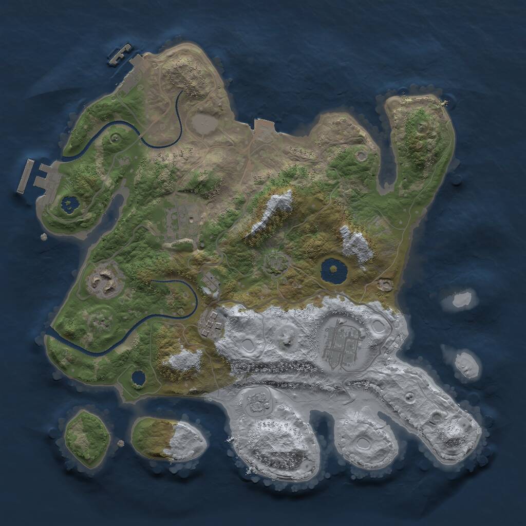 Rust Map: Procedural Map, Size: 3000, Seed: 1694217510, 9 Monuments