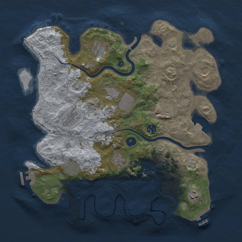 Rust Map: Procedural Map, Size: 3750, Seed: 990642199, 16 Monuments