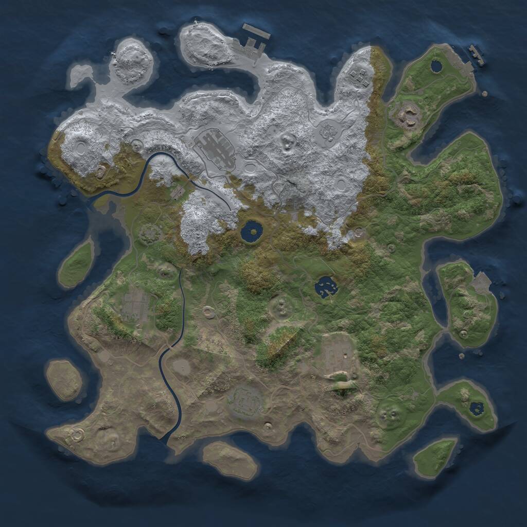 Rust Map: Procedural Map, Size: 3700, Seed: 1070651610, 13 Monuments