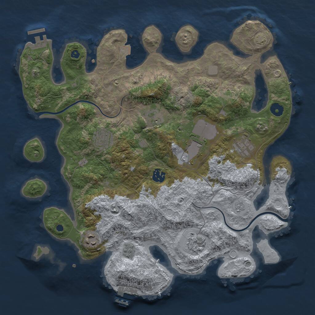 Rust Map: Procedural Map, Size: 3600, Seed: 382, 13 Monuments
