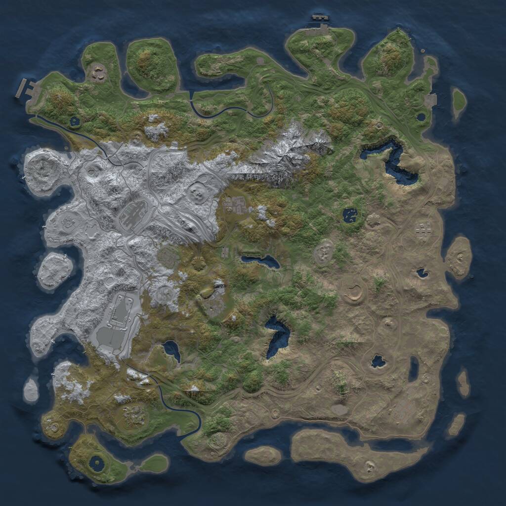 Rust Map: Procedural Map, Size: 5000, Seed: 264138486, 17 Monuments