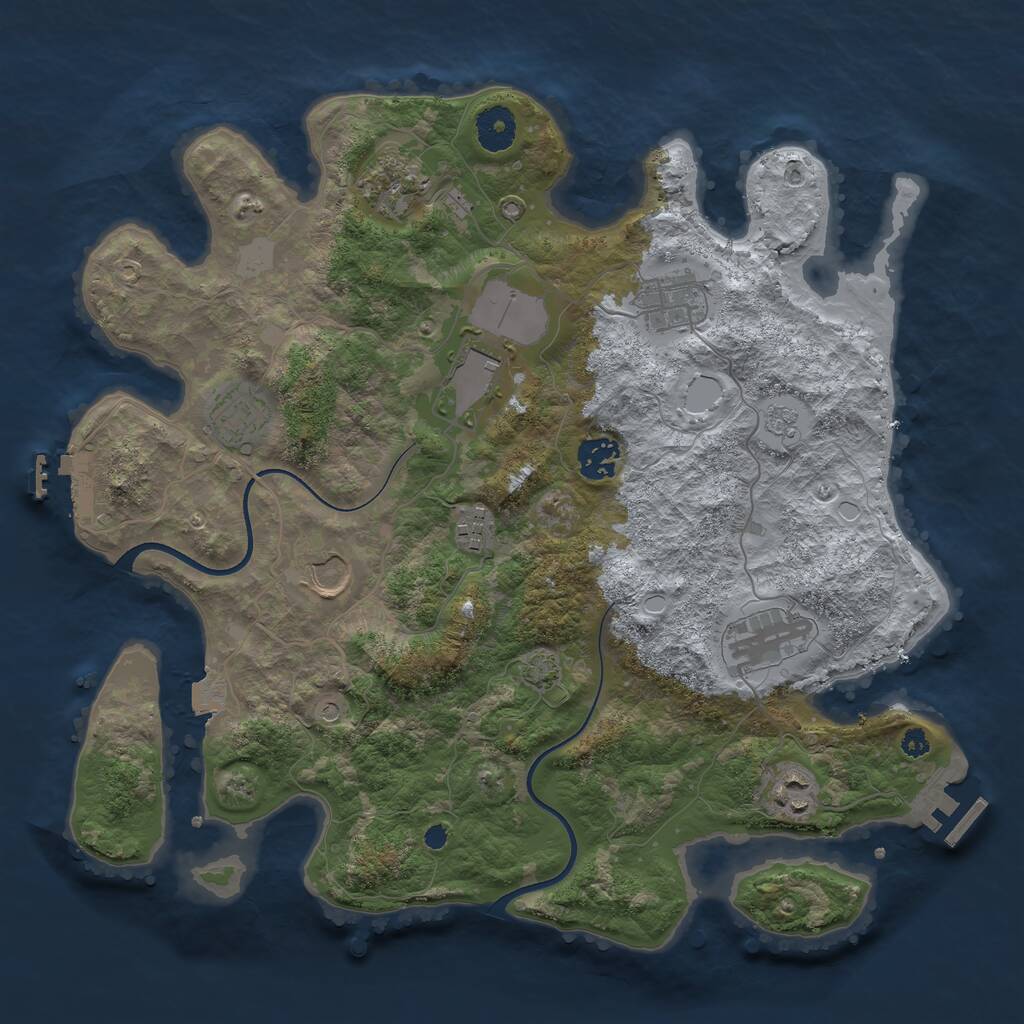 Rust Map: Procedural Map, Size: 3600, Seed: 396, 15 Monuments