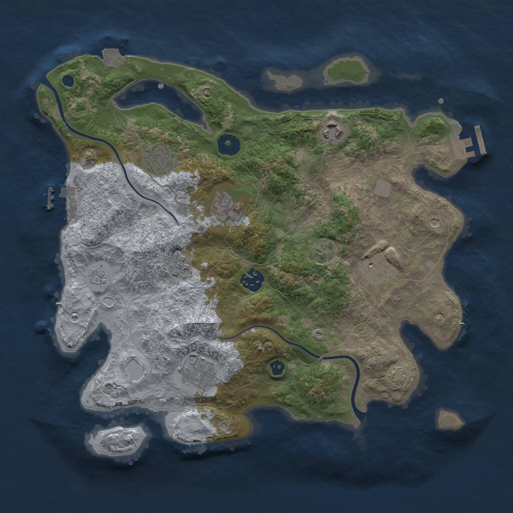 Rust Map: Procedural Map, Size: 3500, Seed: 2132036134, 13 Monuments
