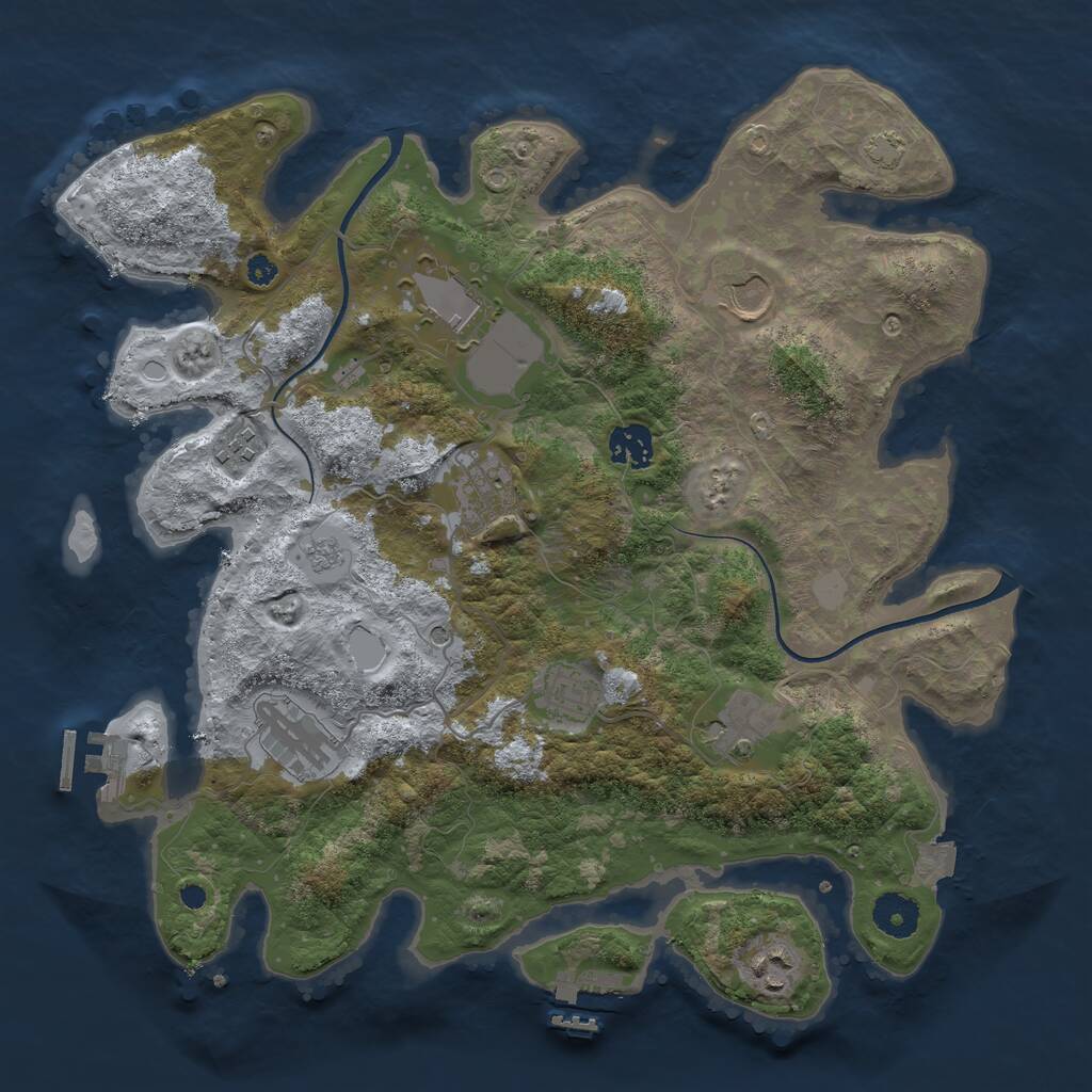 Rust Map: Procedural Map, Size: 3600, Seed: 1735555002, 15 Monuments