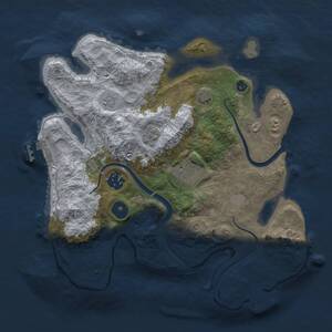 Thumbnail Rust Map: Procedural Map, Size: 3000, Seed: 1053611074, 9 Monuments