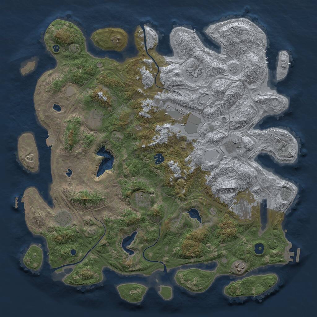 Rust Map: Procedural Map, Size: 4500, Seed: 685965, 16 Monuments