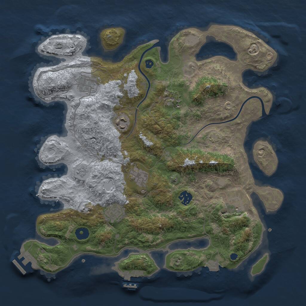 Rust Map: Procedural Map, Size: 3500, Seed: 114589130, 12 Monuments