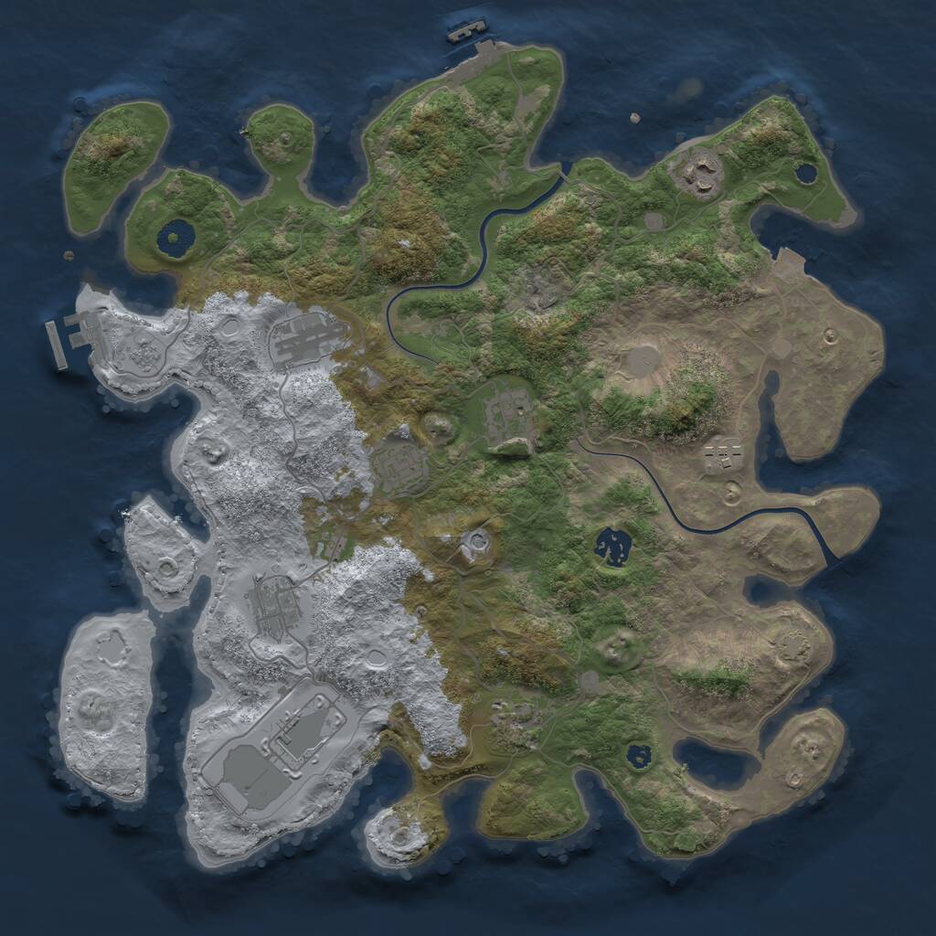 Rust Map: Procedural Map, Size: 3800, Seed: 1221974545, 15 Monuments