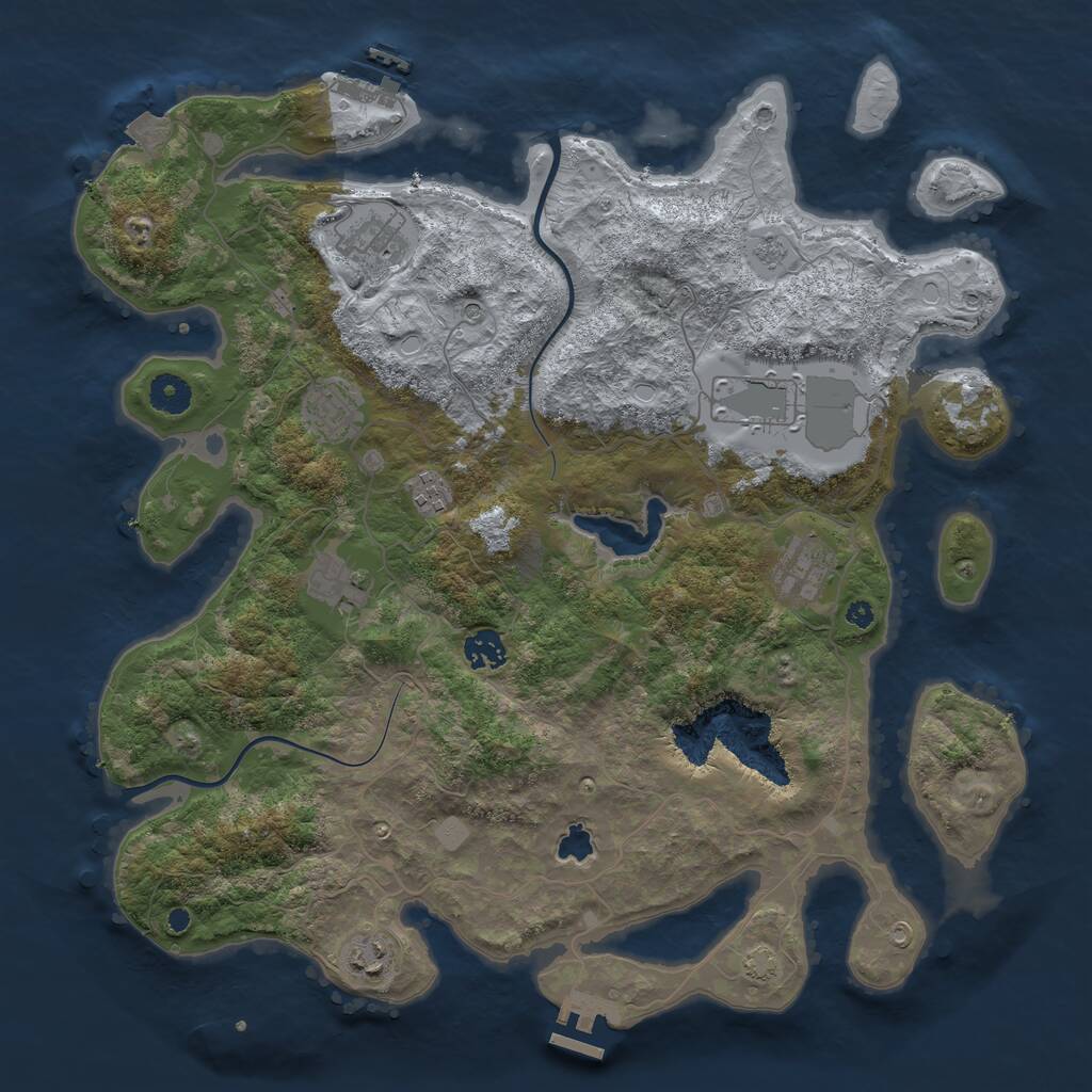 Rust Map: Procedural Map, Size: 4000, Seed: 1212490221, 14 Monuments