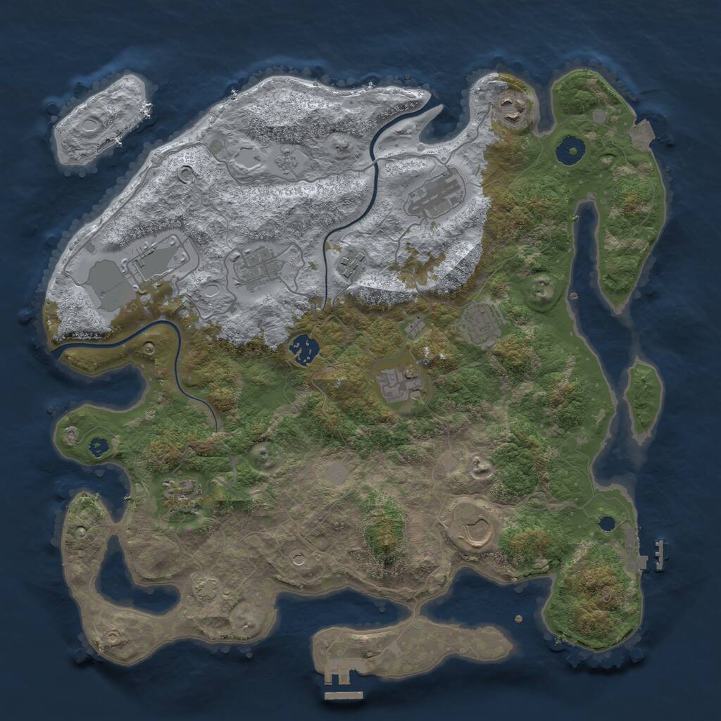 Rust Map: Procedural Map, Size: 3800, Seed: 22802, 16 Monuments