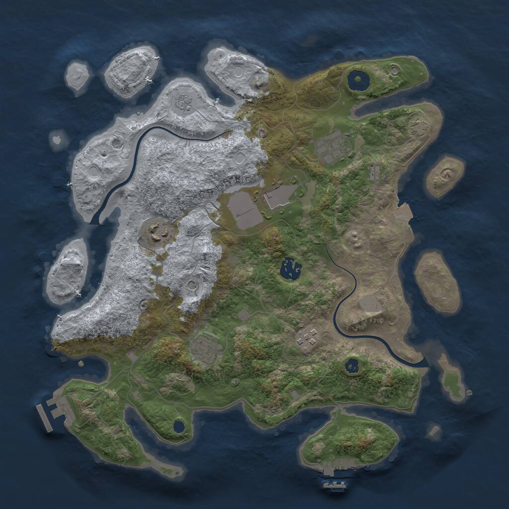 Rust Map: Procedural Map, Size: 3500, Seed: 1723445183, 12 Monuments