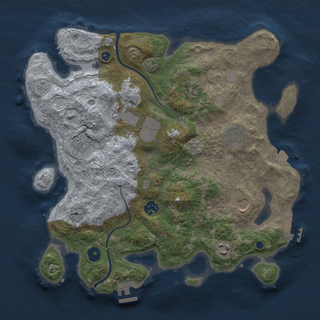 Rust Map: Procedural Map, Size: 3500, Seed: 964514233, 14 Monuments