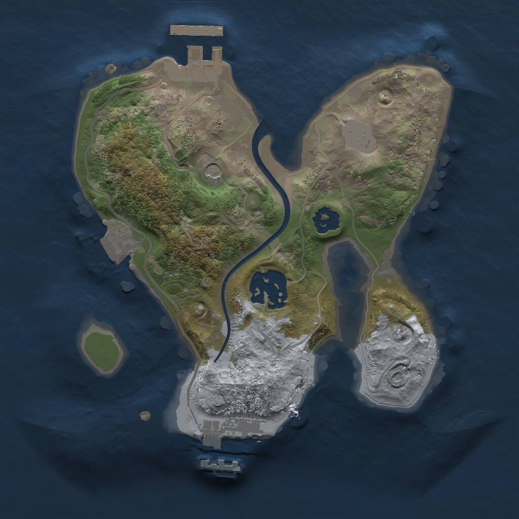 Rust Map: Procedural Map, Size: 1987, Seed: 50000, 5 Monuments