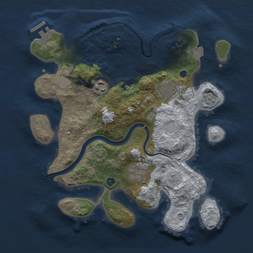Rust Map: Procedural Map, Size: 3000, Seed: 676292907, 9 Monuments
