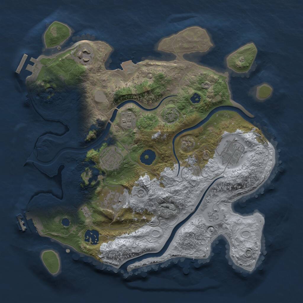 Rust Map: Procedural Map, Size: 3000, Seed: 604316310, 12 Monuments