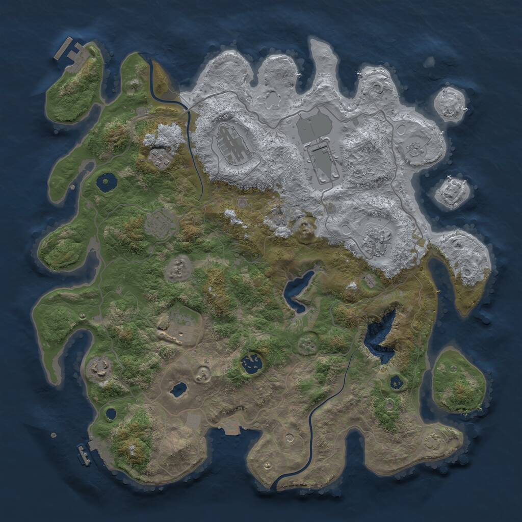 Rust Map: Procedural Map, Size: 4000, Seed: 90333439, 14 Monuments
