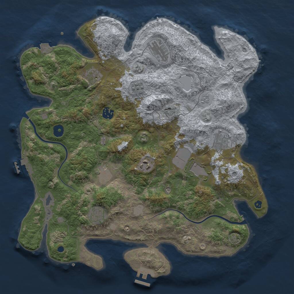 Rust Map: Procedural Map, Size: 3800, Seed: 8347291, 15 Monuments