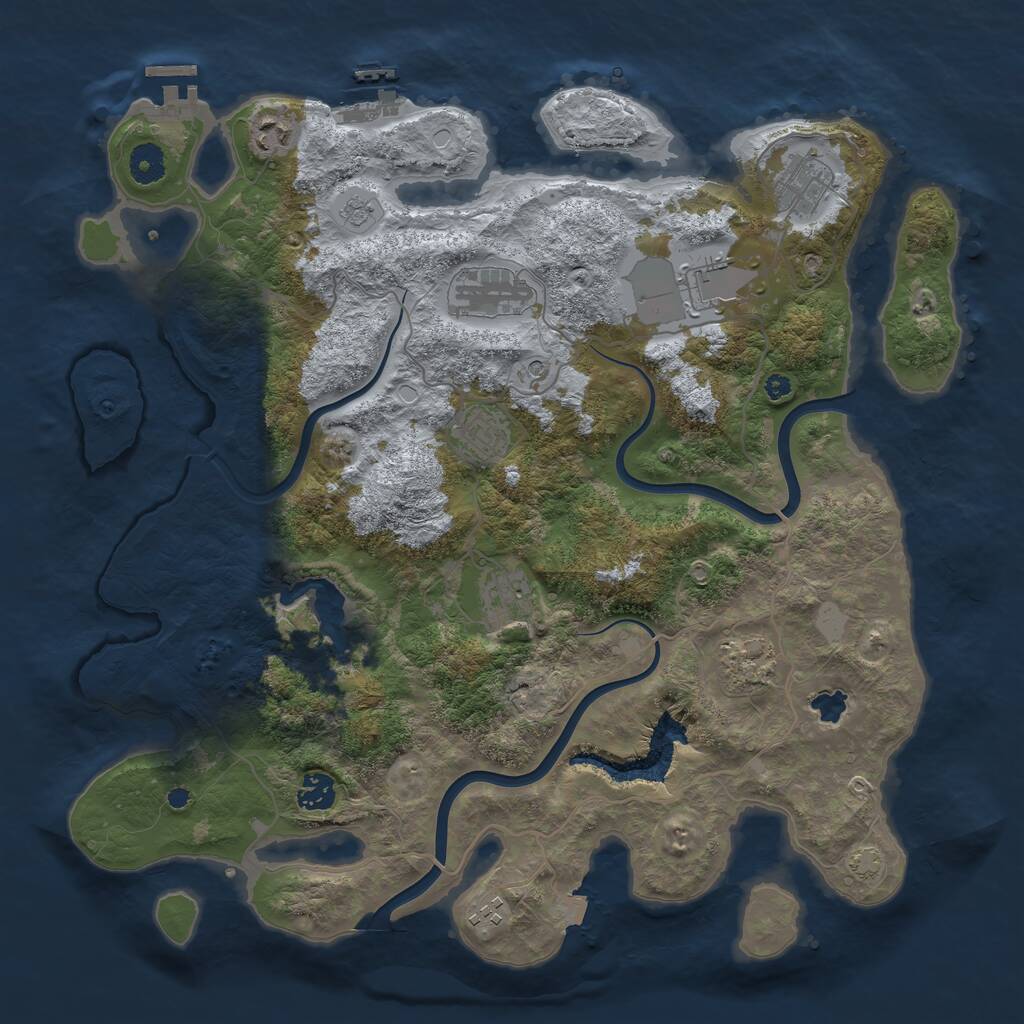 Rust Map: Procedural Map, Size: 4000, Seed: 1100101, 15 Monuments